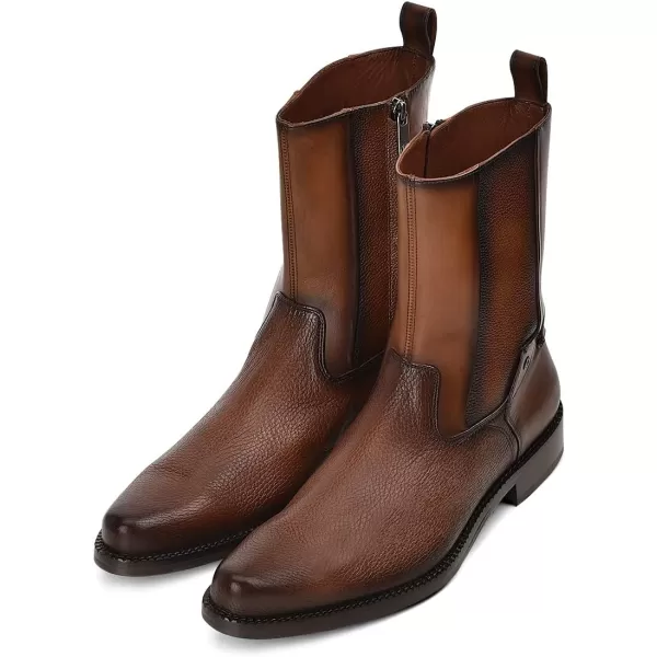 Franco Cuadra Mens Dress Boots in Genuine Deer Leather BrownBrown