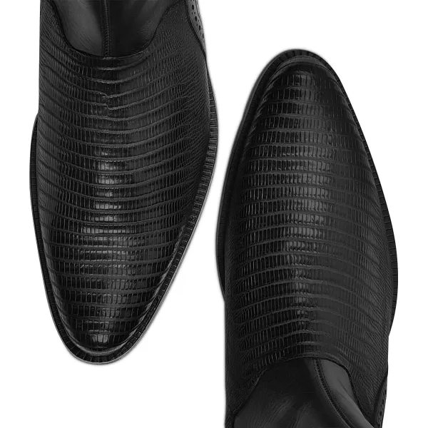 Franco Cuadra Mens Dress Boots in Genuine Lizard Leather BlackBlack