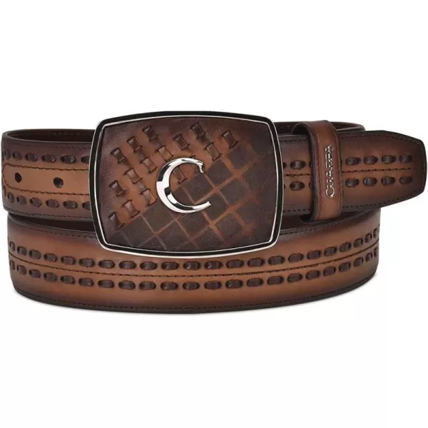 CUADRA mens western belt in genuine leather with handwoven details brownCUADRA mens western belt in genuine leather with handwoven details brown