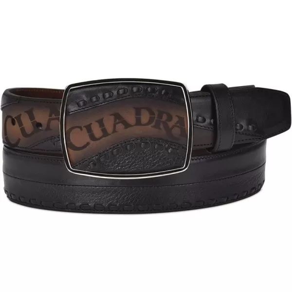 CUADRA mens western belt in genuine leather with laser details blackCUADRA mens western belt in genuine leather with laser details black