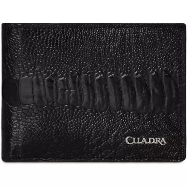 Cuadra Mens Bifold Wallet in Genuine Ostrich Leg Leather Black B2910PABlack