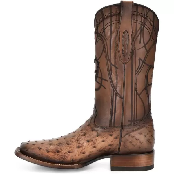 Cuadra Mens Boot in Ostrich Leather Brown With Laser Engraving 3Z2LA1Brown