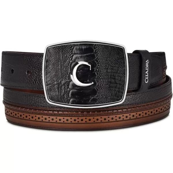 Cuadra Mens Cowboy Belt in Genuine Ostrich Leg Leather BlackCuadra Mens Cowboy Belt in Genuine Ostrich Leg Leather Black