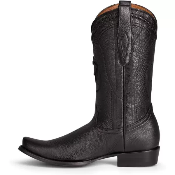 Cuadra Mens Cowboy Boot in Genuine Deer Leather BlackBlack