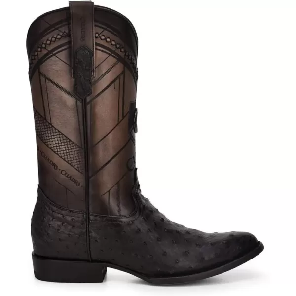 Cuadra Mens Cowboy Boot in Genuine Ostrich Leather and Bovine LeatherBlack