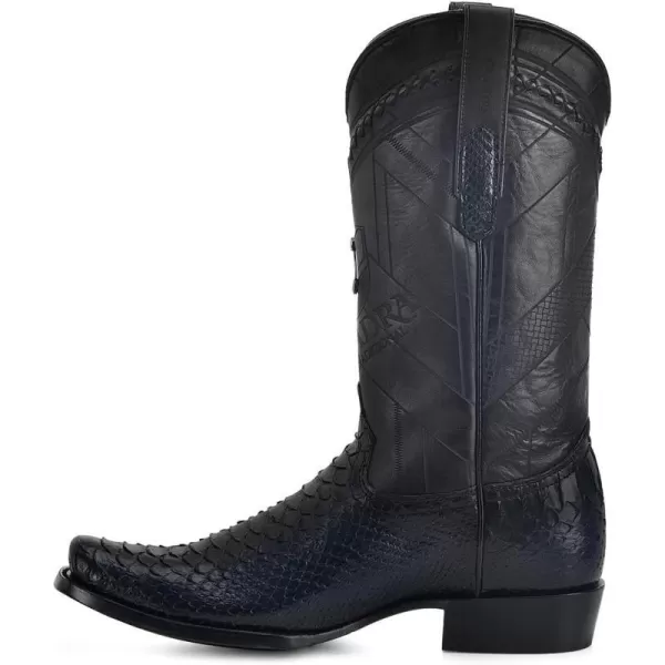 Cuadra Mens Cowboy Boot in Genuine Python Leather and Bovine Leather Blue 1J2FPHCuadra Mens Cowboy Boot in Genuine Python Leather and Bovine Leather Blue 1J2FPH