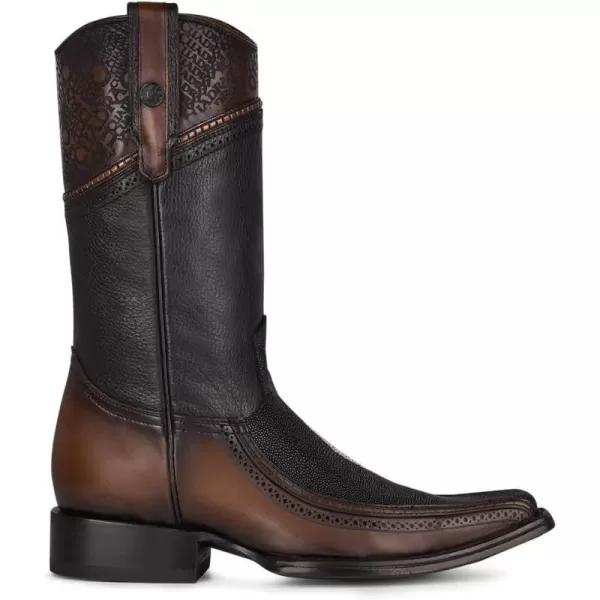 Cuadra Mens Cowboy boot in Genuine Stingray Leather BlackBlack