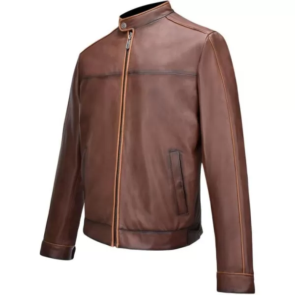 Cuadra Mens Jacket in Genuine LeatherBrown