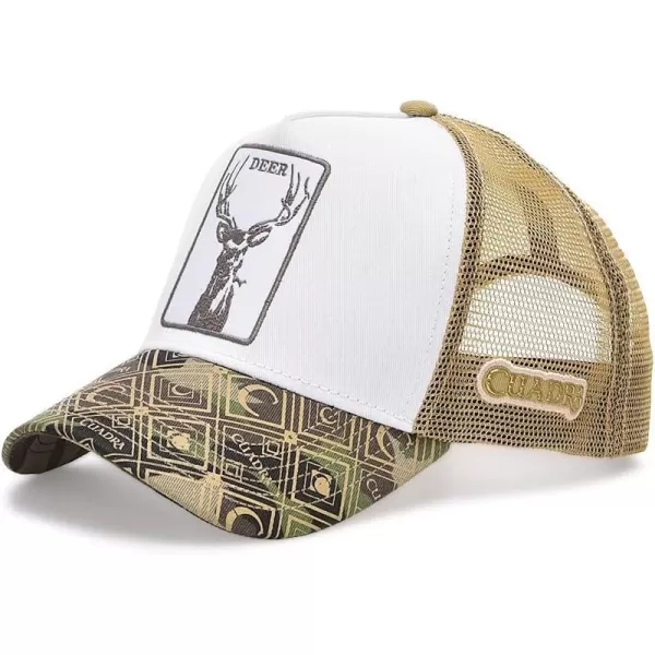 Cuadra Mens Snapback Cap with Brown Deer Patch GOC00DE WhiteCuadra Mens Snapback Cap with Brown Deer Patch GOC00DE White