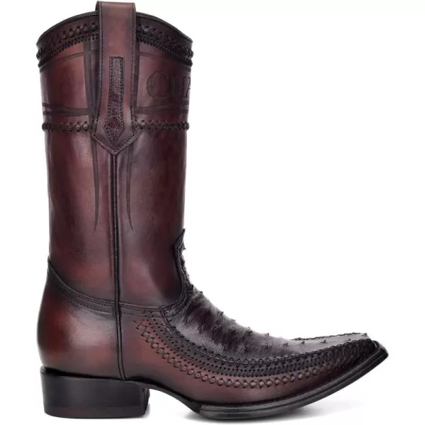 Cuadra Mens Western Boot in Genuine Ostrich Leather and Bovine LeatherBrown