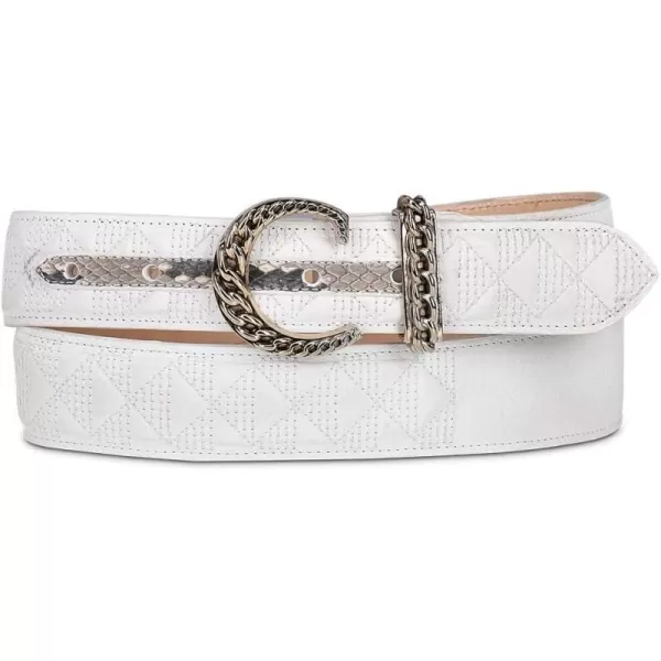 Cuadra Womens Belt with Genuine Python Leather WhiteCuadra Womens Belt with Genuine Python Leather White