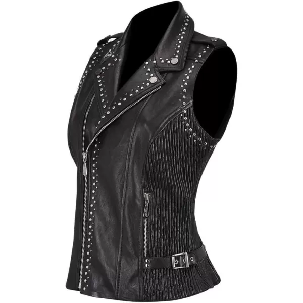 Cuadra Womens Biker Vest in Ovine Leather Black Extra LargeBlack