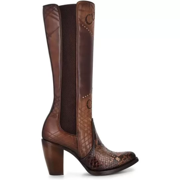 Cuadra Womens Boot in Genuine Python Leather and Bovine LeatherBrown