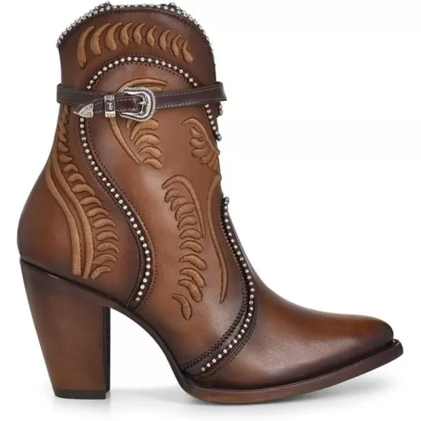 Cuadra Womens Bootie in Bovine Leather with Embroidery and ZipperBrown