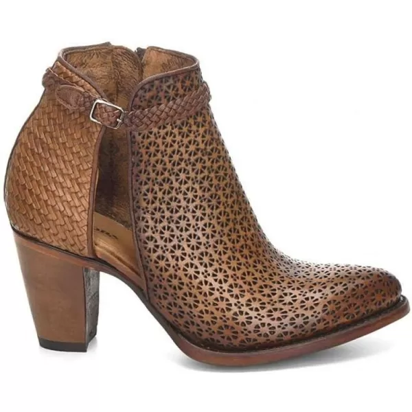 Cuadra Womens Bootie in Bovine Leather with Perforations with ZipperBrown