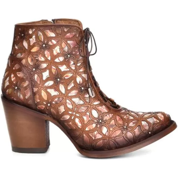 Cuadra Womens Bootie in Genuine Leather with Laces and Zipper BrownBrown