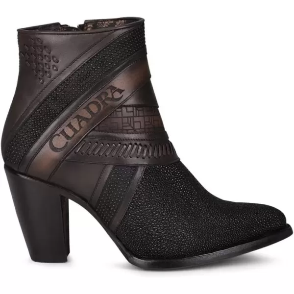 Cuadra Womens Bootie in Genuine Stingray Leather with Zipper Black 3F86MABlack