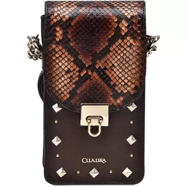 Cuadra Womens Cell Phone Pouch in Genuine Python Leather Brown BOD38PIChocolate