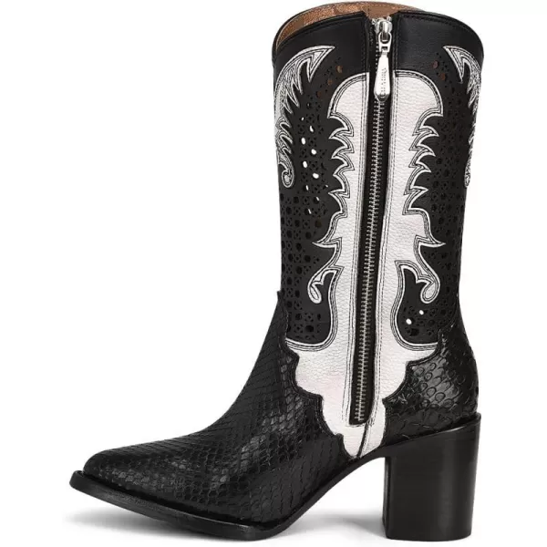 Cuadra Womens Cowgirl Boot in Genuine Python Leather Black with Fringes 4Q09PHCuadra Womens Cowgirl Boot in Genuine Python Leather Black with Fringes 4Q09PH