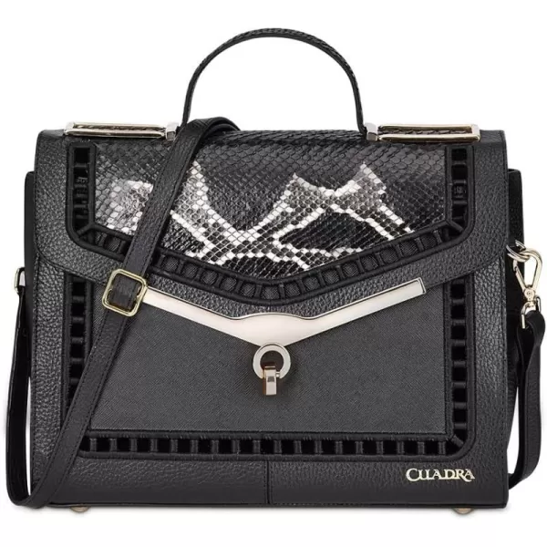 Cuadra Womens Handbag in Genuine Python LeatherBlack