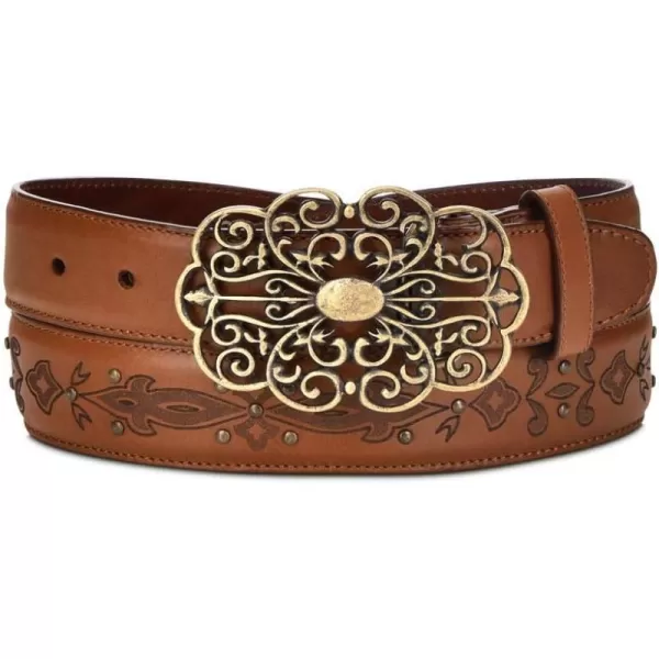 Cuadra Womens Honey Laser Designed Studded Belt and Buckle  BC127Cuadra Womens Honey Laser Designed Studded Belt and Buckle  BC127