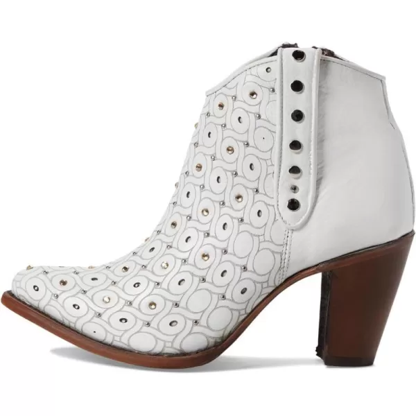 Cuadra Womens Leather Bootie with Swarovski Crystals and Zipper WhiteWhite