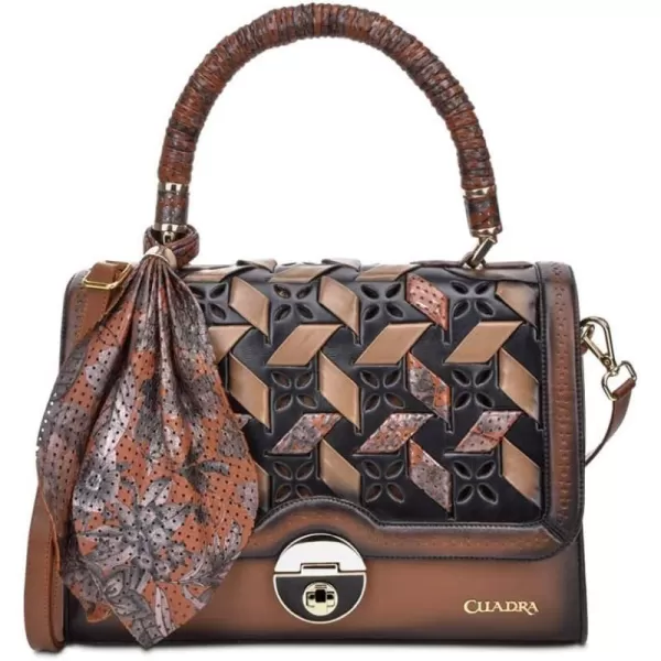 Cuadra Womens Satchel Bag in Genuine Leather BrownBrown