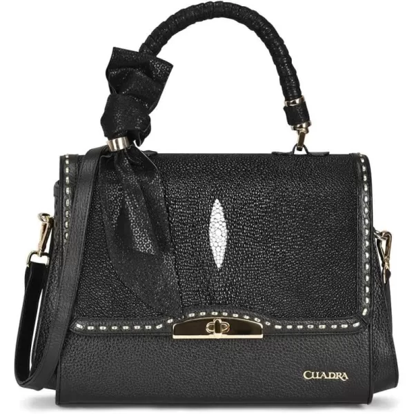 Cuadra Womens Satchel Bag in Genuine Stingray Leather Black BOD60MACuadra Womens Satchel Bag in Genuine Stingray Leather Black BOD60MA