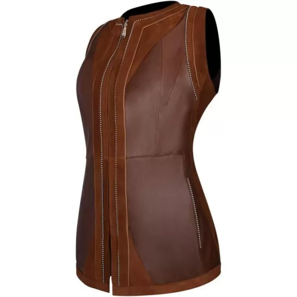 Cuadra Womens Western Chic Vest in Genuine LeatherBrown