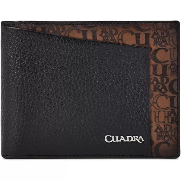 Cuadra mens bifold wallet in genuine leather black B3038RSBlack