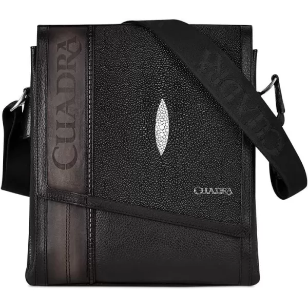 Cuadra mens messenger bag in genuine stingray leather blackBlack