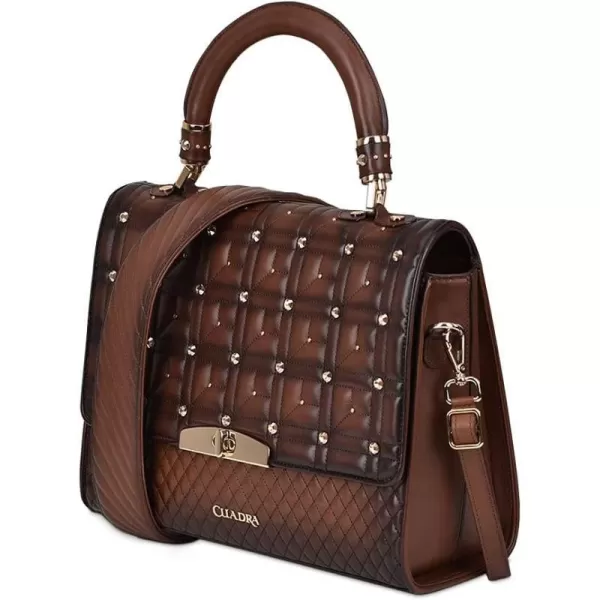 Cuadra womens handbag in genuine leather with crystals brownBrown