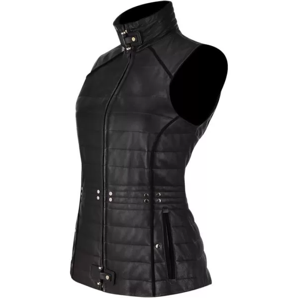 Cuadra womens padded vest in genuine leather with metallic applications black M276BOABlack