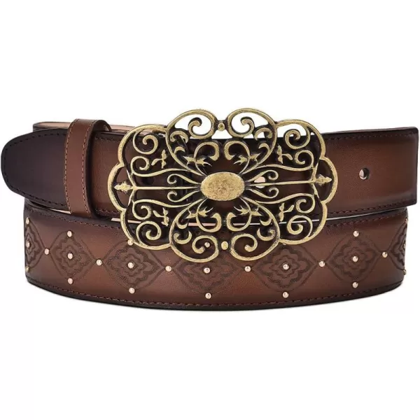 Cuadra womens western belt in bovine leather with studs brownCuadra womens western belt in bovine leather with studs brown