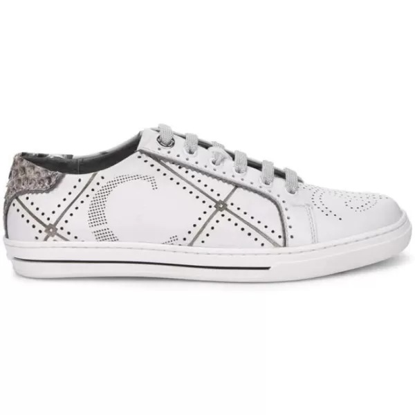 FRANCO CUADRA Womens Sneakers in Bovine Leather with Genuine Python LeatherWhite