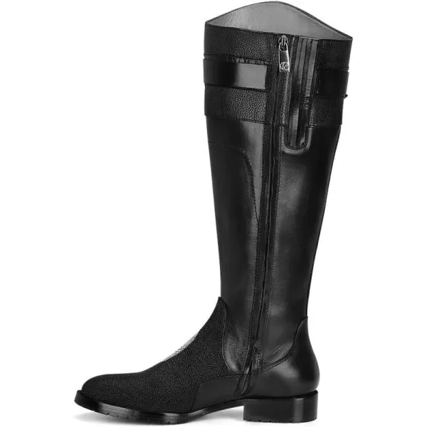 FRANCO CUADRA Womens Tall Riding Boot in Genuine Stingray Leather BlackBlack