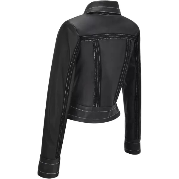 Cuadra Womens Jacket in Genuine Ovine Leather Black M337BOA