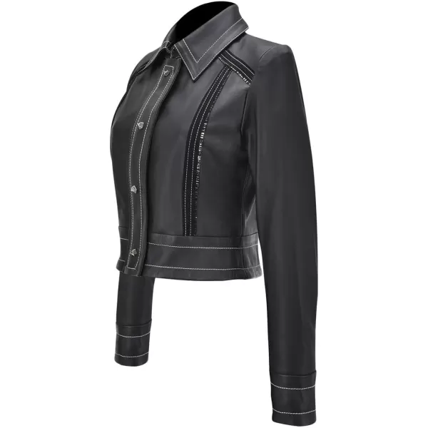 Cuadra Womens Jacket in Genuine Ovine Leather Black M337BOA