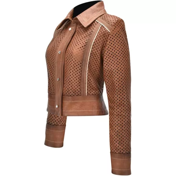 Cuadra Womens Jacket in Genuine Ovine Leather Honey Color M335BOBHoney