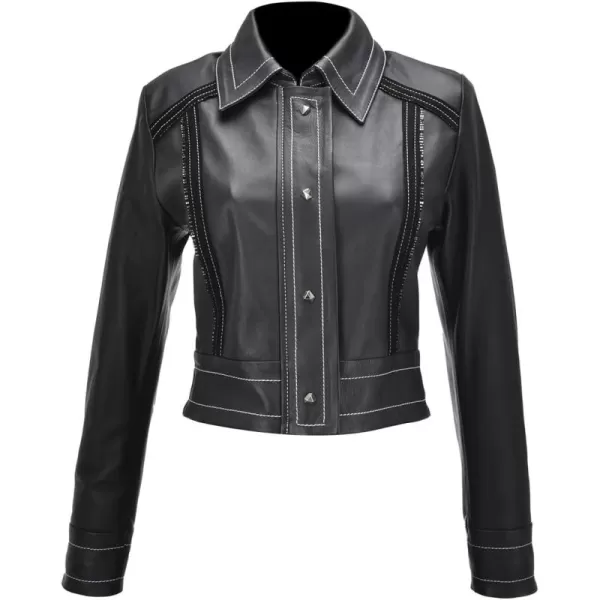 Cuadra Womens Jacket in Genuine Ovine Leather Black M337BOA