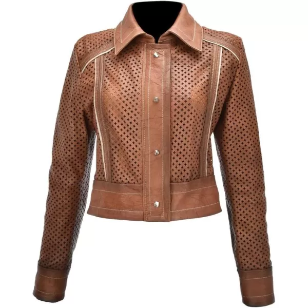 Cuadra Womens Jacket in Genuine Ovine Leather Honey Color M335BOBHoney