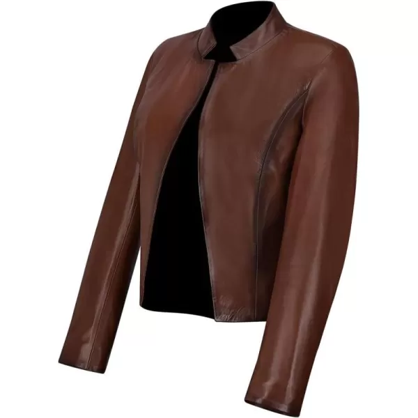 Cuadra Womens Open Jacket in Genuine Leather BrownBrown