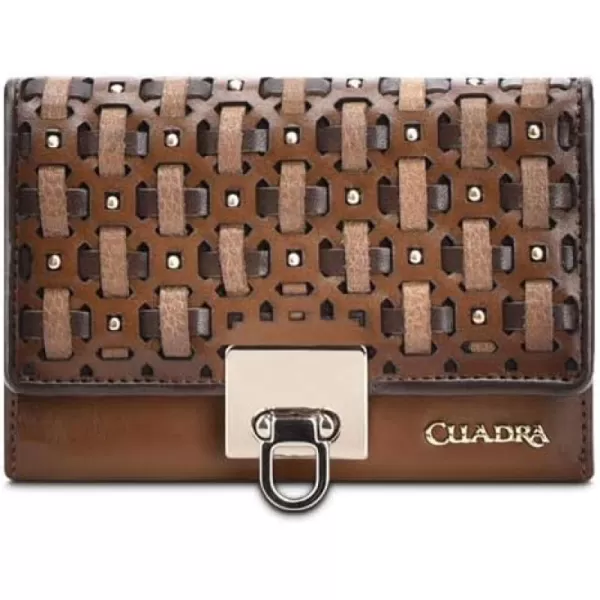 Cuadra Womens Woven Wallet in Genuine Leather Brown BD205RS