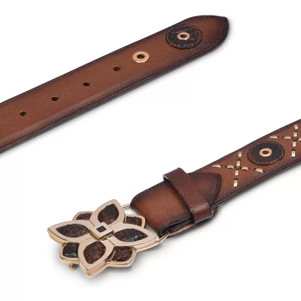 Cuadra Womens Casual Belt in Genuine Leather Brown