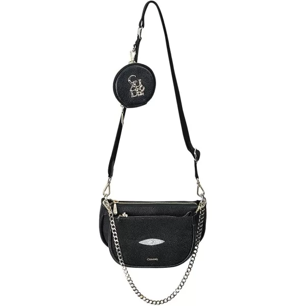 Cuadra Womens Crossbody Bag in Genuine Stingray Leather Black BOD66MA