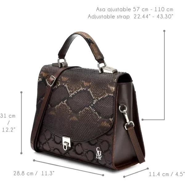 Cuadra Womens Handbag in Genuine Python Leather Brown BOD95PH