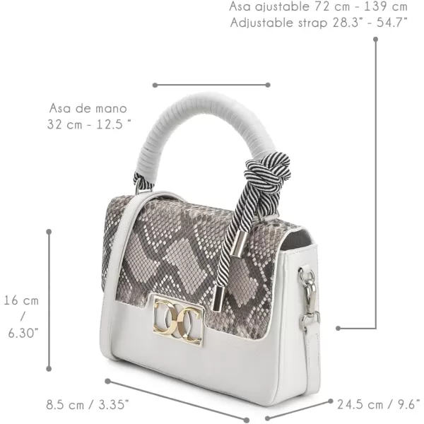 Cuadra Womens Satchel Bag in Genuine Python Leather BOD0IPH White