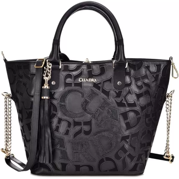 Cuadra Womens Tote Bag in Genuine Leather with Genuine Stingray Leather BlackBlack