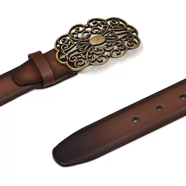 Cuadra womens western belt in bovine leather with studs brown