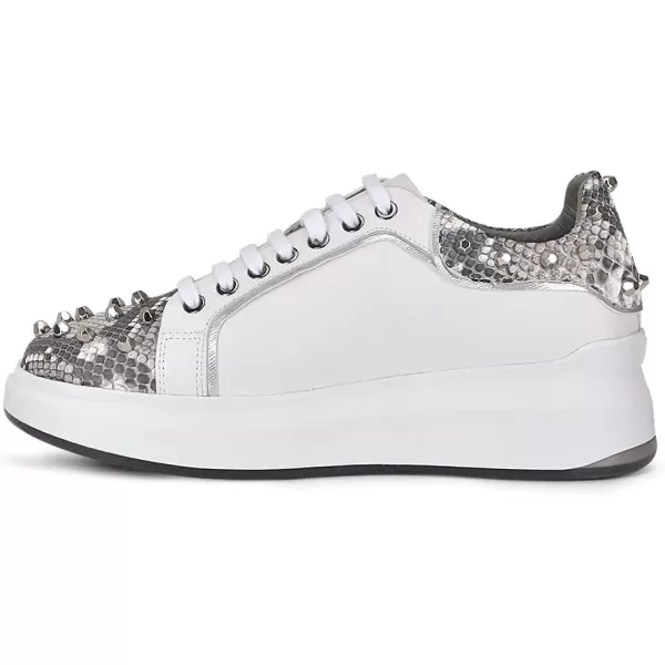 FRANCO CUADRA Womens Sneakers in Genuine Python Leather with Studs White 7P2PBPNWhite